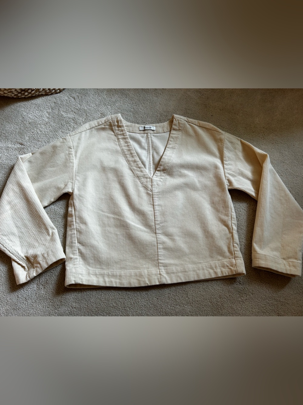 Madewell Cream Corduroy V-Neck top XS